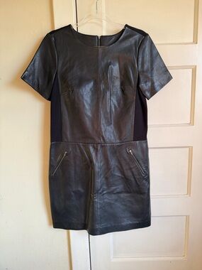 Halogen Leather Shift Dress - S
